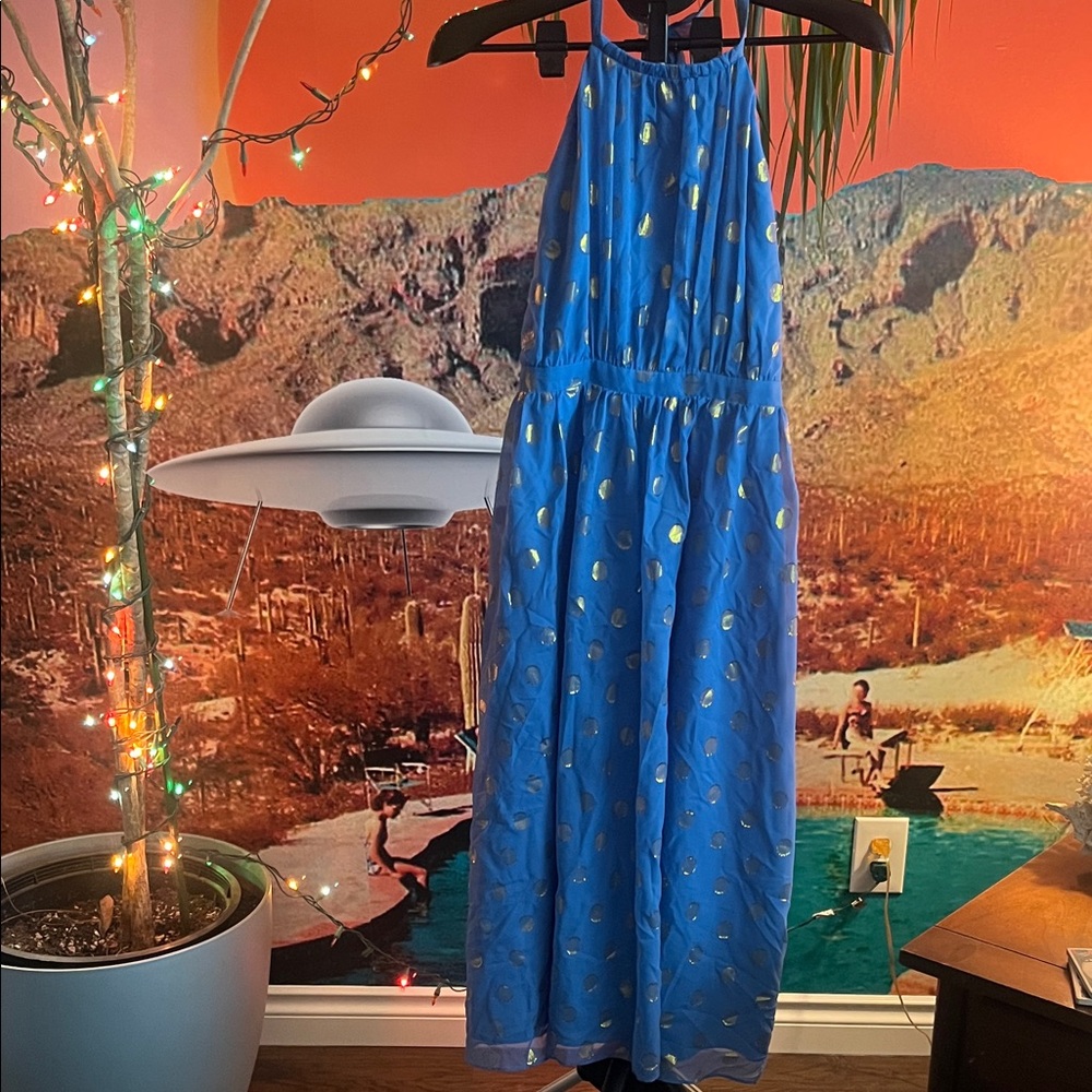 CeCe Blue Dress with Yellow Accents